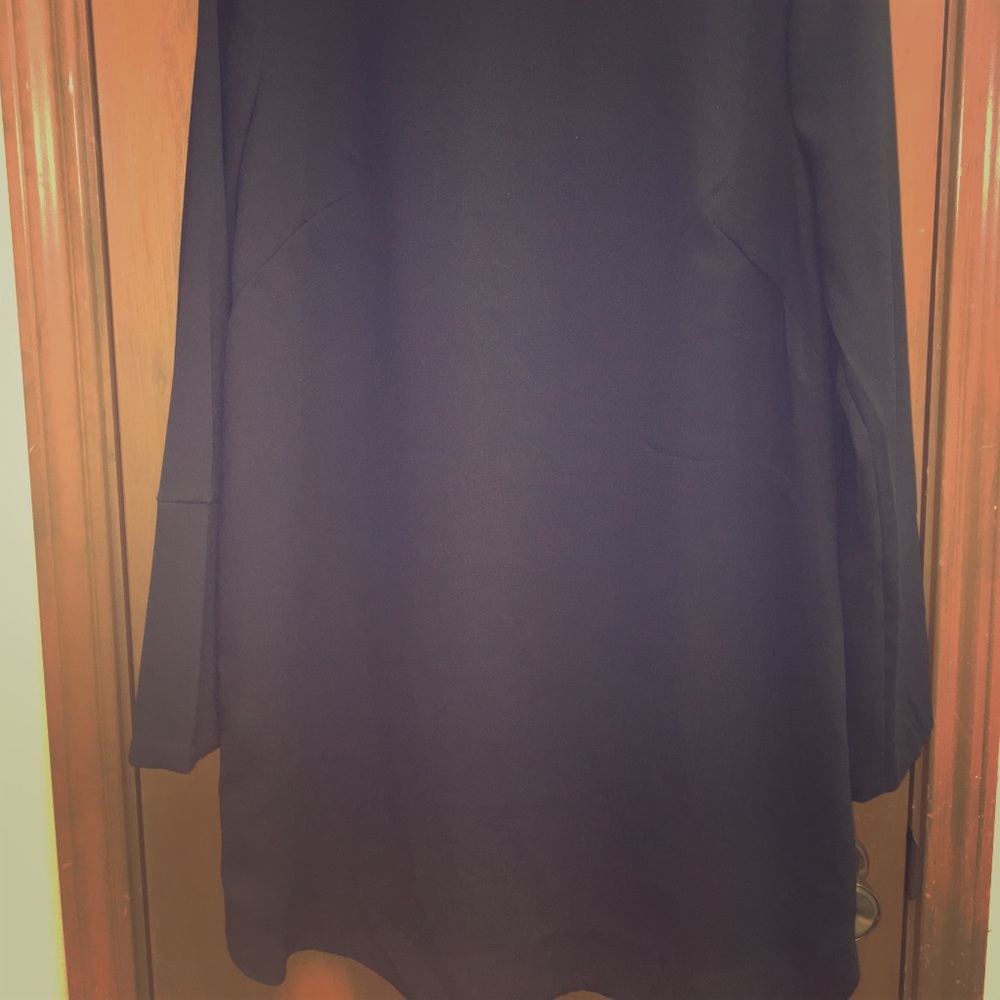 little black bell sleeve dress